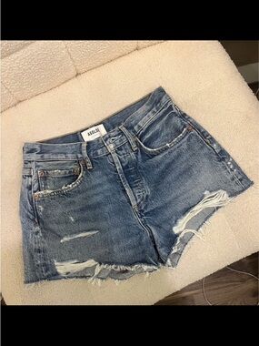 Agolde High-Rise Button Denim Shorts